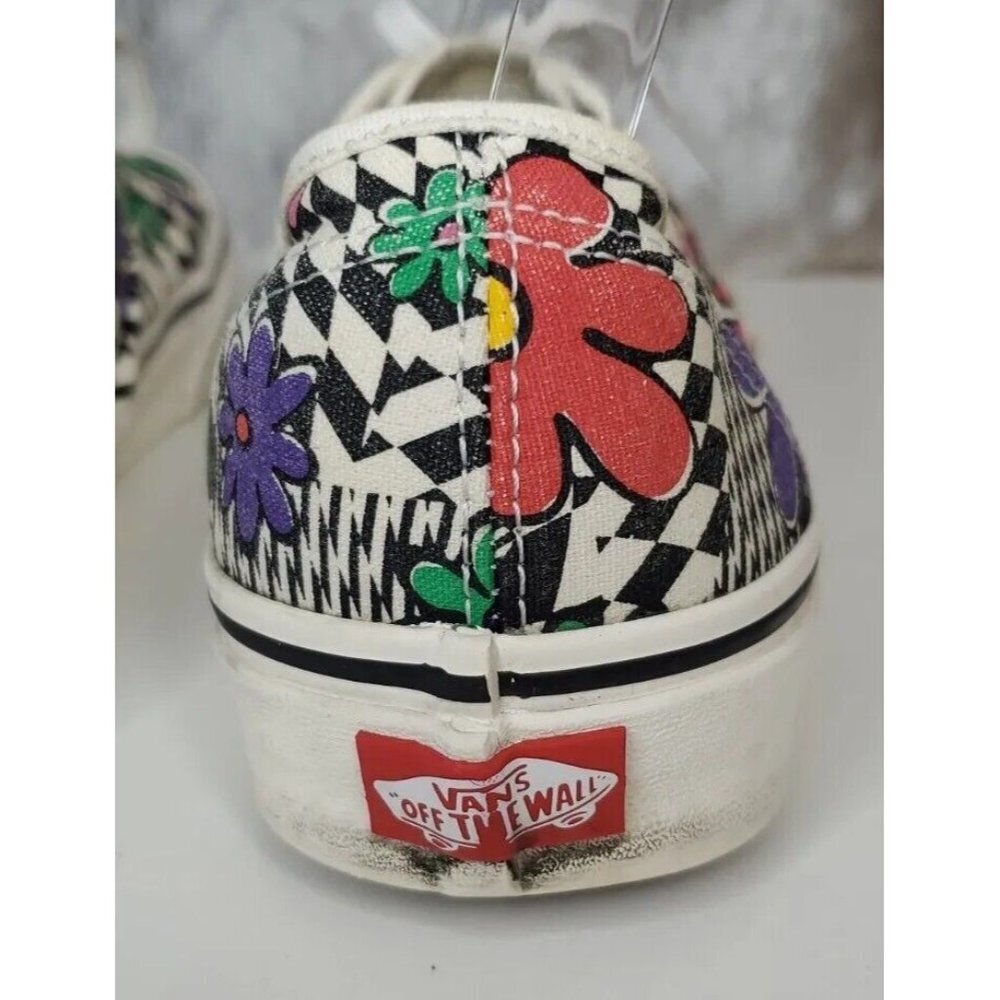 Vans Authentic Printed Floral/Check Men's Classic Skate Shoes Size 10 red green - Picture 5 of 11